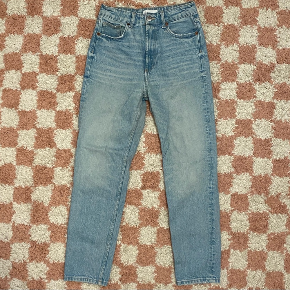 Zara Mid Wash High Rise Mom Jean